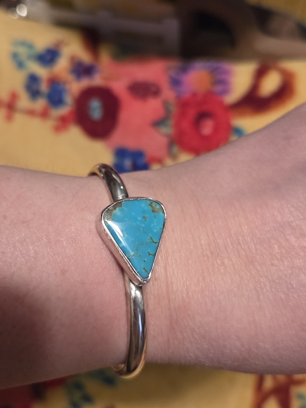 Sterling Silver Turquoise Cuff, Slightly Adjustable. Custom By Sand Plum Soul - Picture 4 of 4